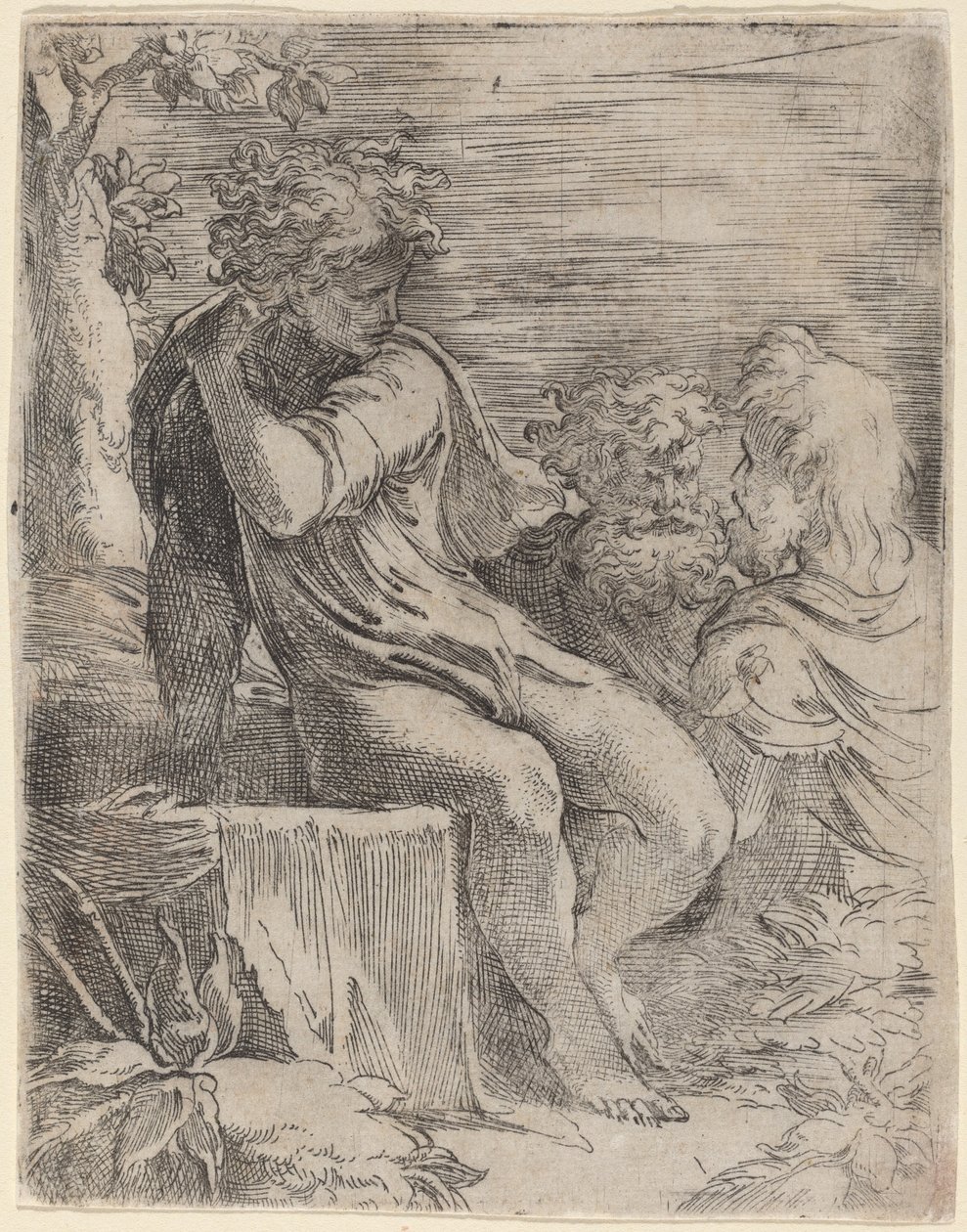Chlapec a dva staříci od Parmigianino