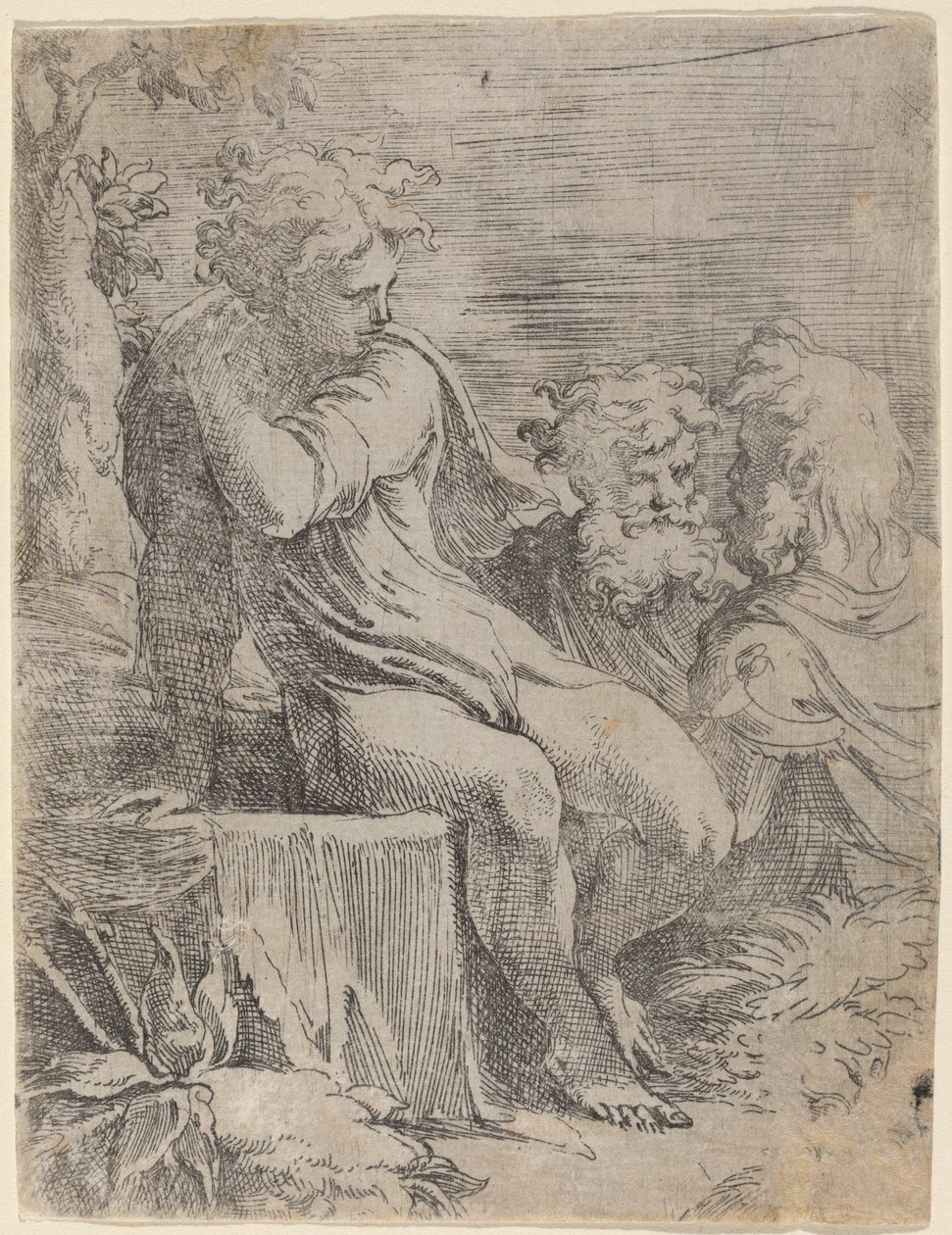 Chlapec a dva staříci od Parmigianino