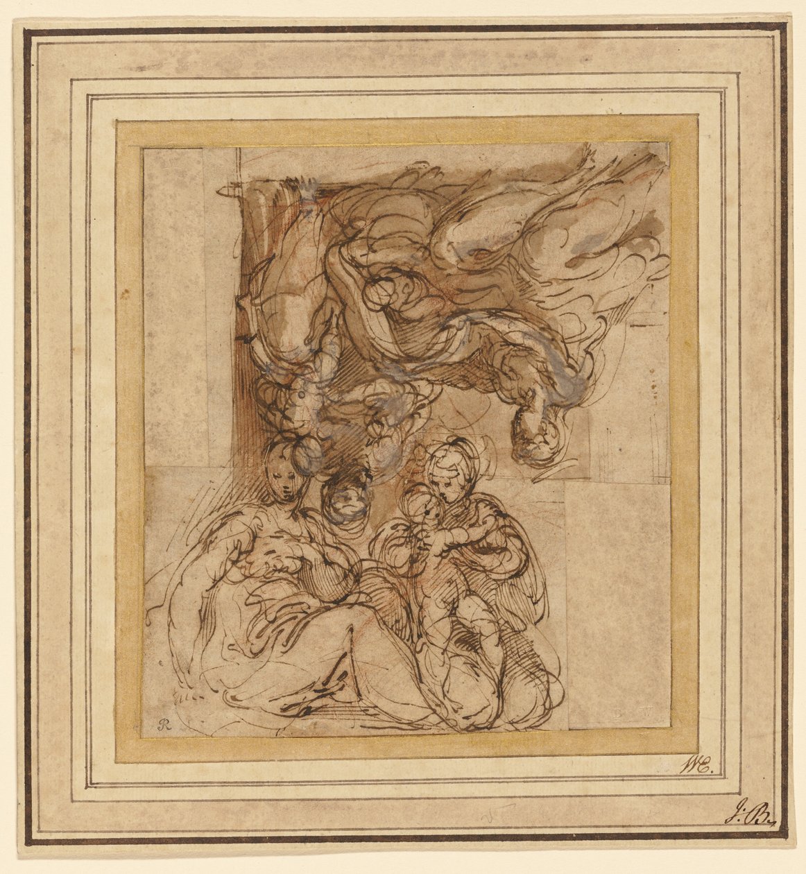 Dvě studie pro svatou rodinu od Parmigianino