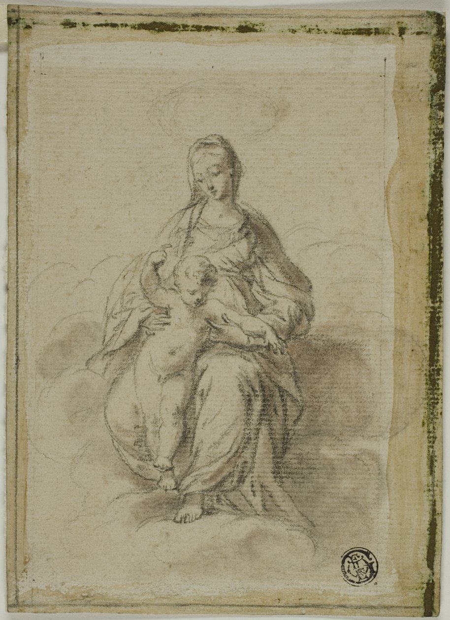 Panna s dítětem sedící na oblacích od Parmigianino