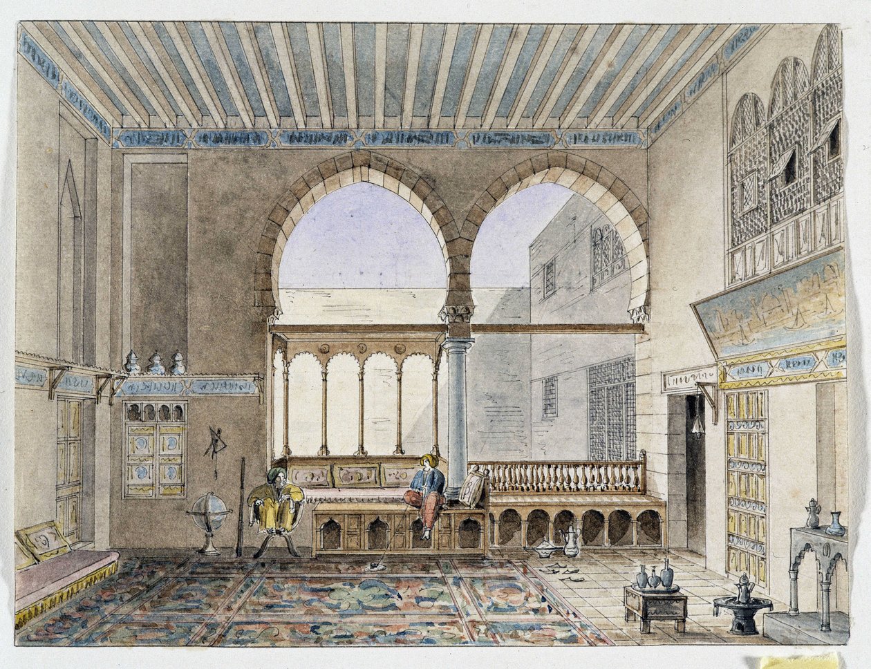Pohled do interiéru paláce Sheik Jabarti. Akvarel od Pascala Coste (1787-1879) Muzeum středomořské archeologie, Marseille od Pascal Xavier (after) Coste