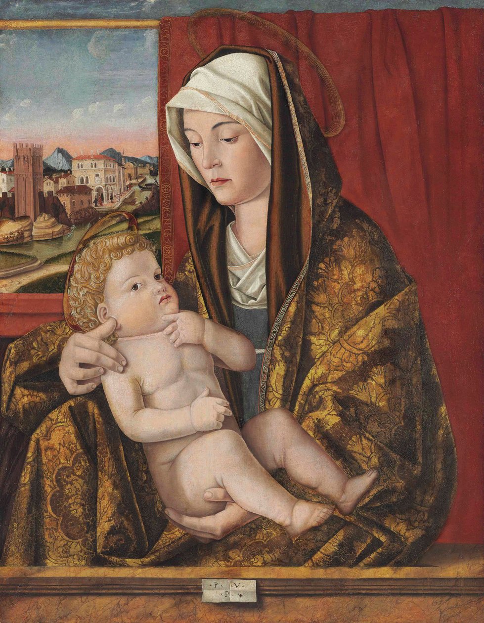 Madonna s dítětem (olej a tempera na panelu, přeneseno na jiný panel) od Pasqualino Veneto (fl.1496 1504)