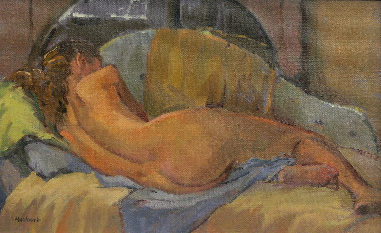 Akt na lenošku, 2009 (olej na pohovce) od Pat Maclaurin
