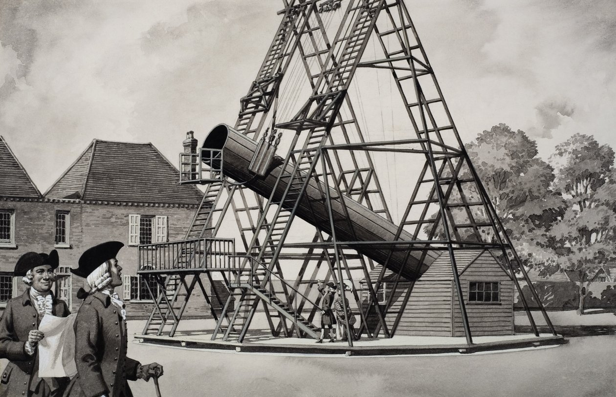 Friedrich Wilhelm Herschel (1738-1822) Otec astronomie (kvaš na papíře) od Pat (1907 95) Nicolle