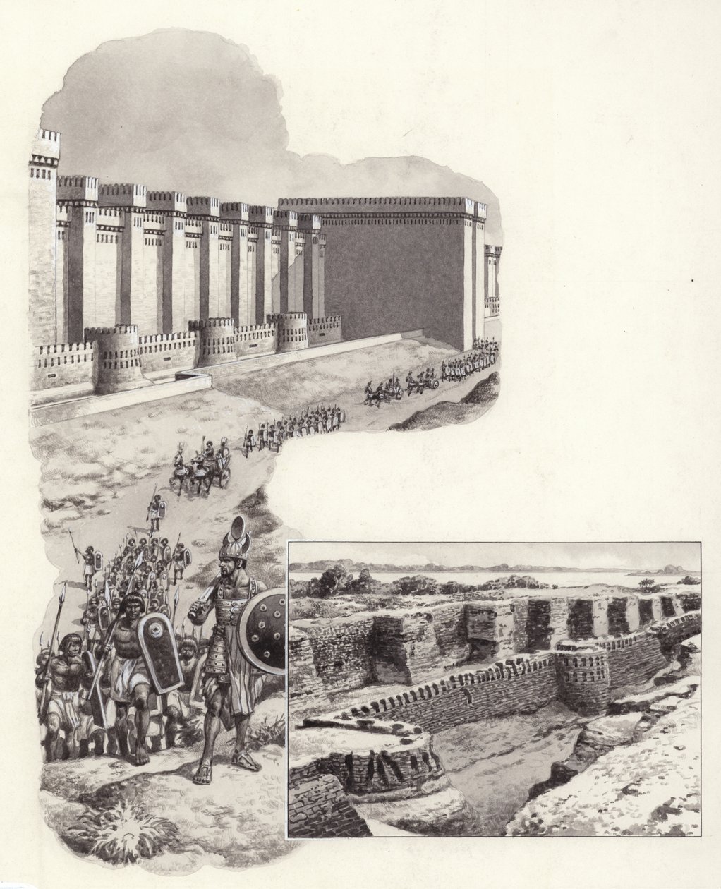 Pevnost Buhen (kvaš na papíře) od Pat (1907 95) Nicolle