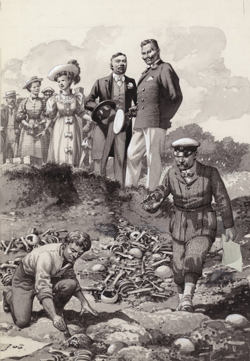 Návštěva Viléma II. na vykopávkách ve Visby na Gotlandu v roce 1905 (kvaš na papíře) od Pat (1907 95) Nicolle