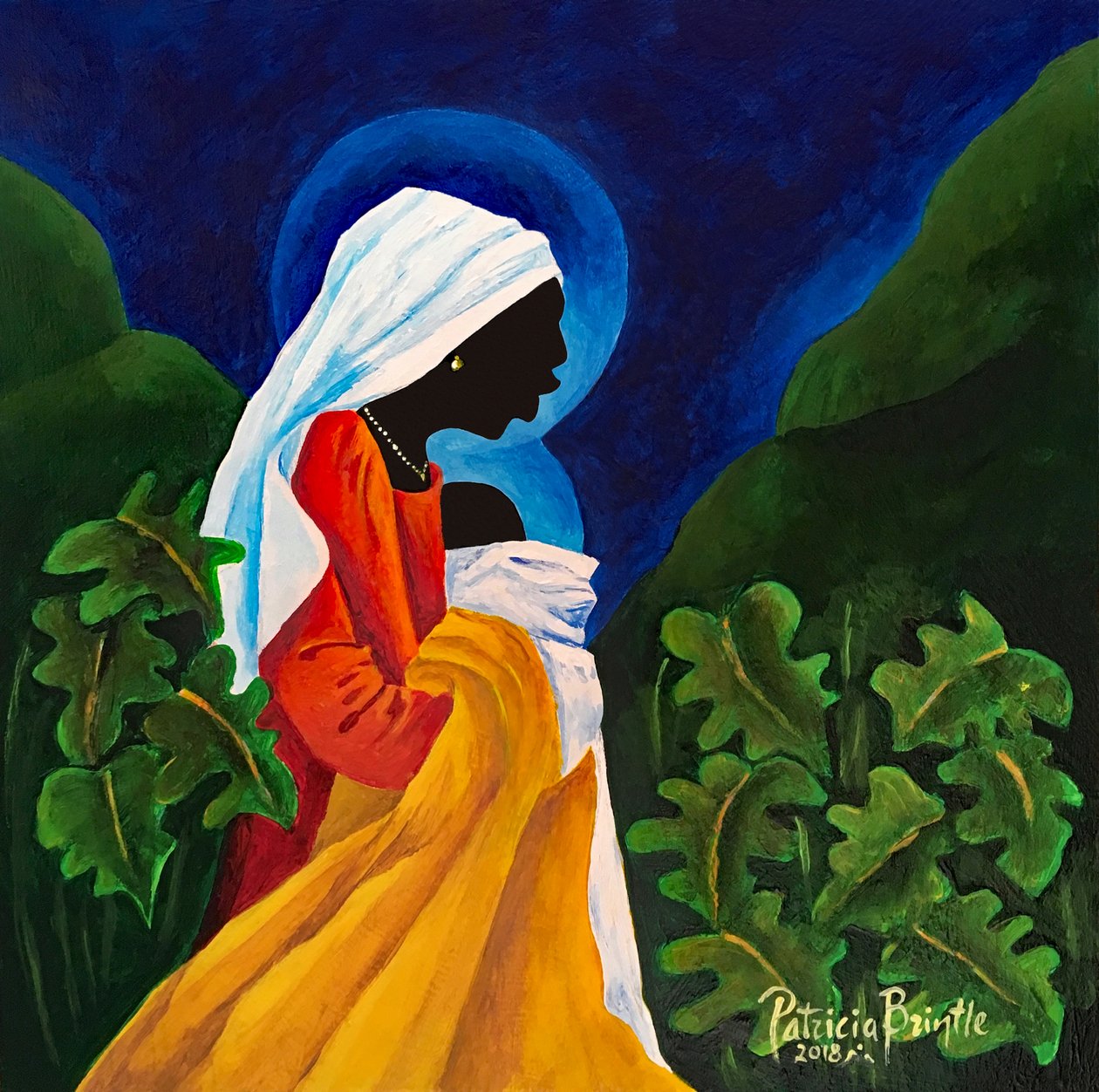 Madonna and Child - Gentle Song - 2018 (akryl na dřevě) od Patricia Brintle
