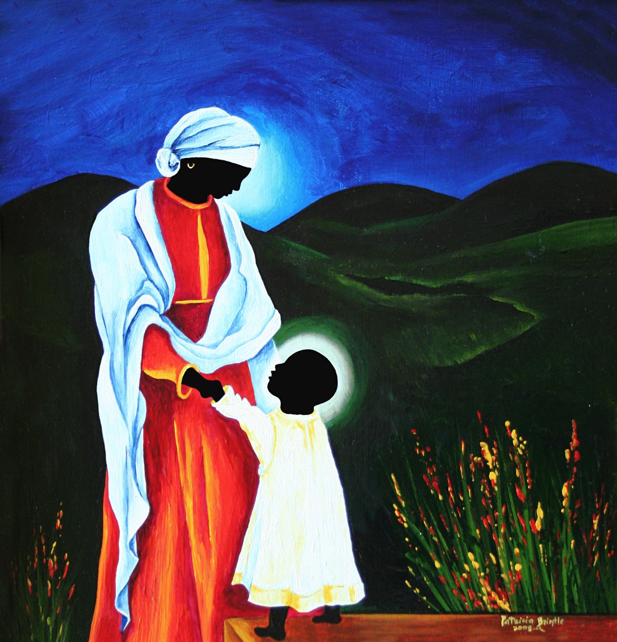 Madona s dítětem - První kroky, 2008 (akryl na dřevě) od Patricia Brintle