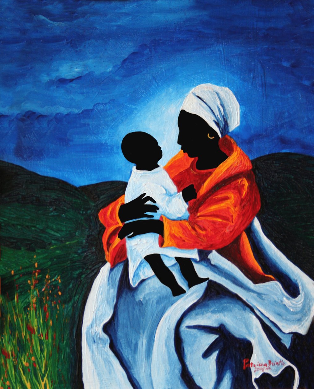 Madona s dítětem - První slova, 2008 (akryl na dřevě) od Patricia Brintle