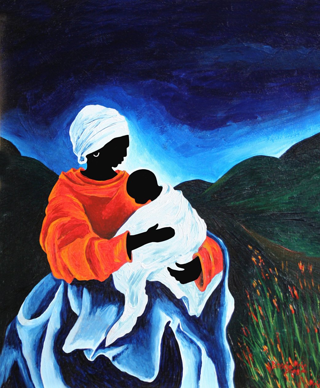 Madonna a dítě - Lullabye, 2008 (akryl na dřevě) od Patricia Brintle