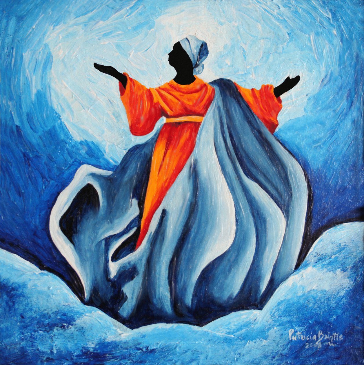 Předpoklad Madony - Sanctissima, 2008 (akryl na dřevě) od Patricia Brintle