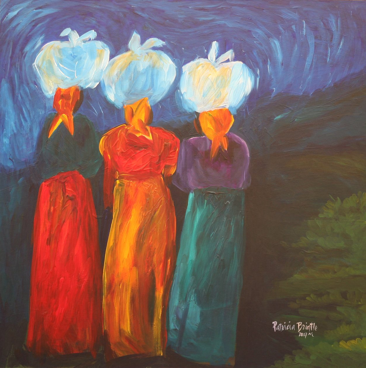 Tři sestry, 2007 (akryl na plátně) od Patricia Brintle