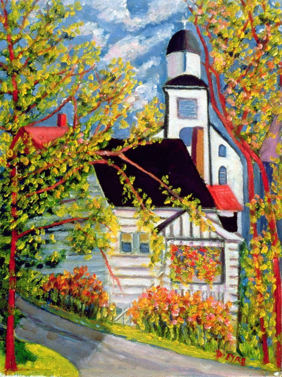 Dům s kostelem, Badeck (olej na plátně) od Patricia Contemporary Artist Eyre