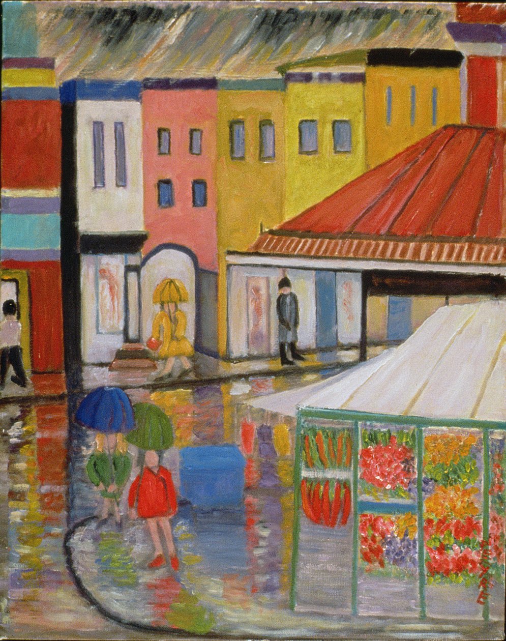 Jarní déšť, Bywood Market (olej na plátně) od Patricia Contemporary Artist Eyre