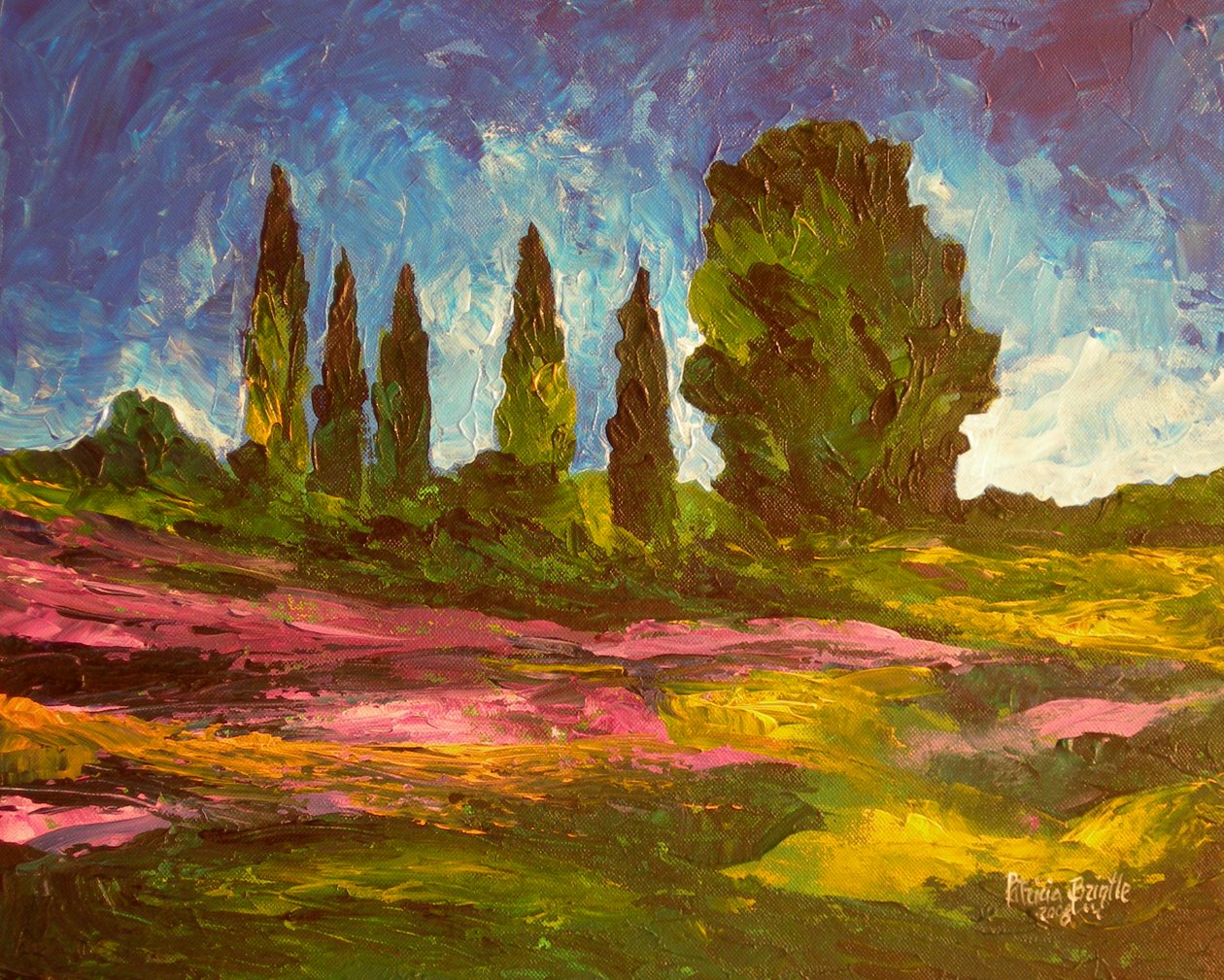Levandule kvetou, 2009 (akryl na plátně) od Patricia Brintle