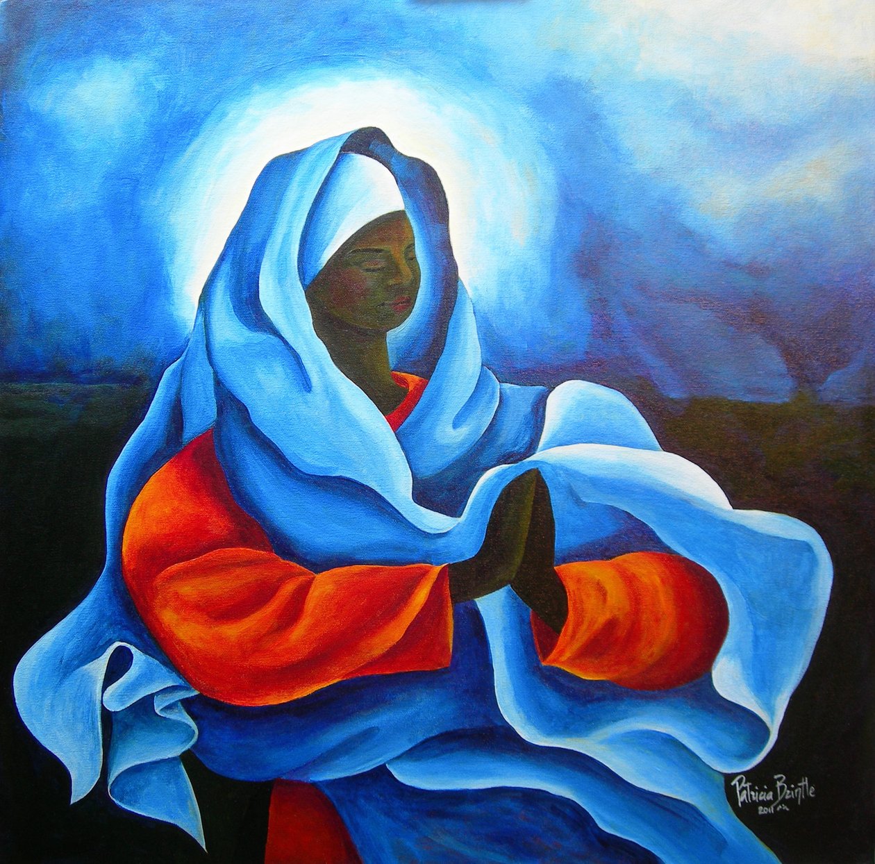 Mary in the Storm, 2011 (akryl na plátně) od Patricia Brintle