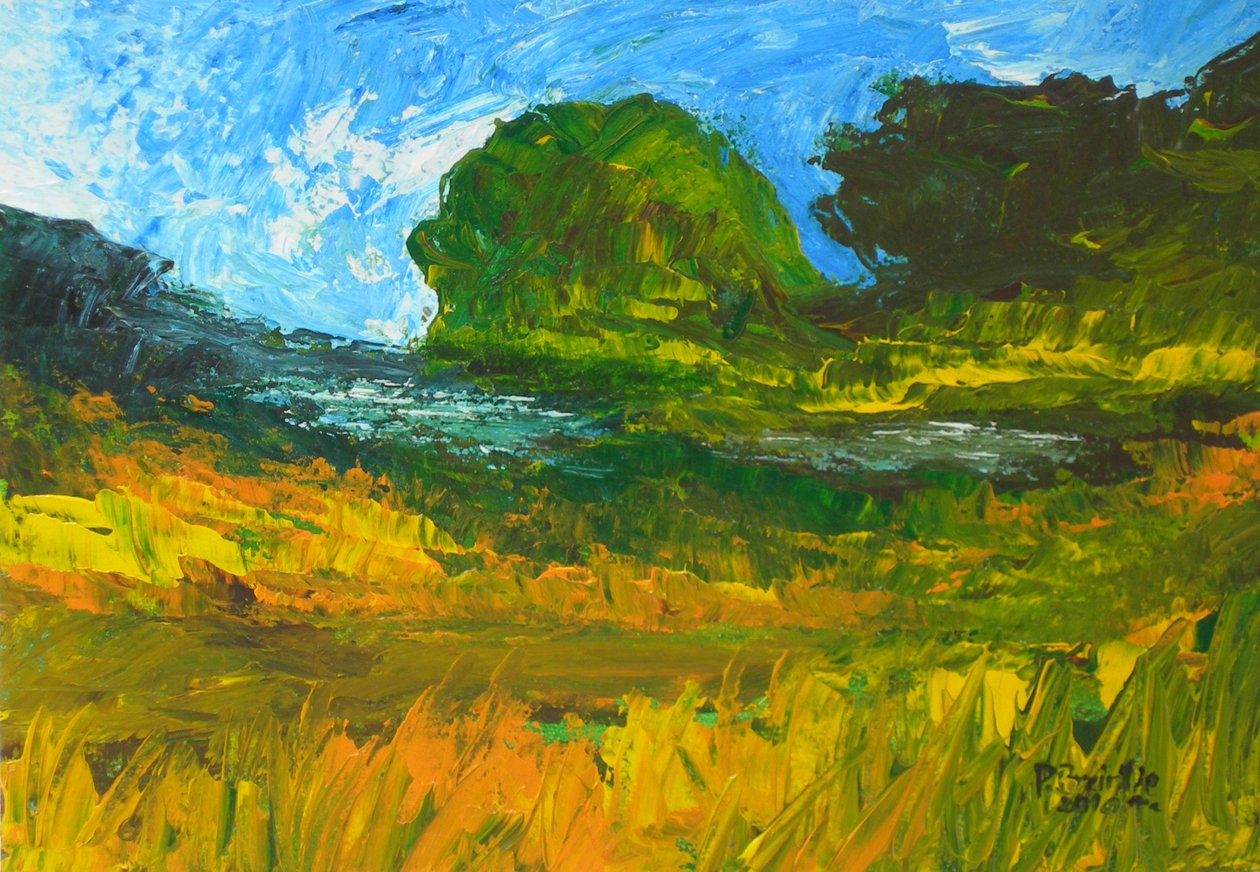 Riviere de Bainet, 2010 (akryl na dřevě) od Patricia Brintle