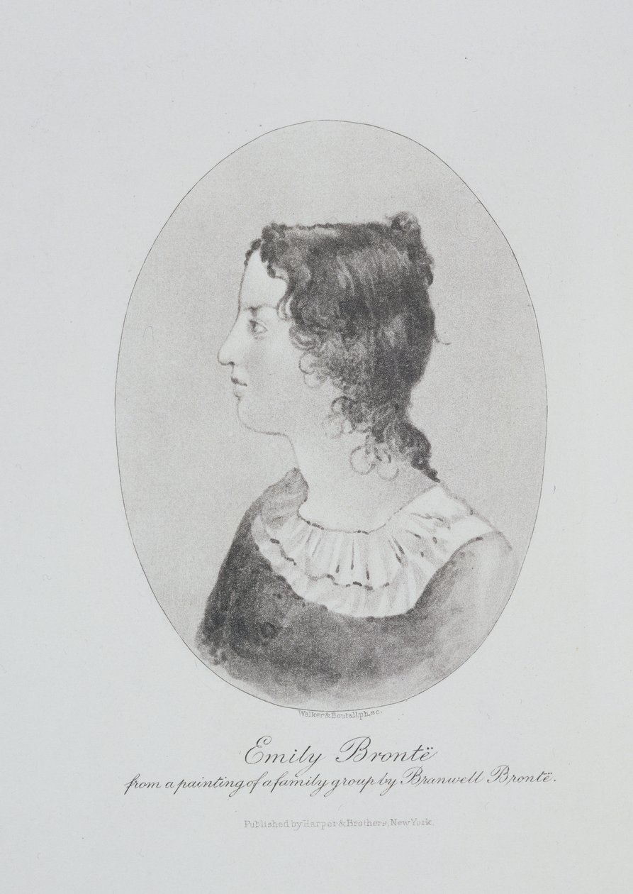 Portrét Emily Bronteové (1818-48) vyrytý Walkerem a Boutallem od Patrick Branwell Bronte