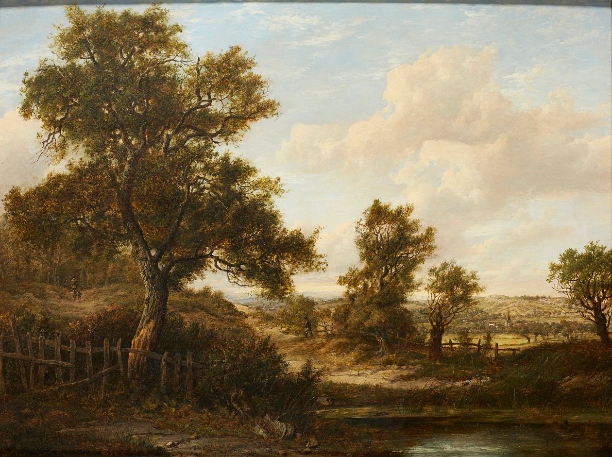 Postavy na zalesněné cestě (olej na panelu) od Patrick Nasmyth