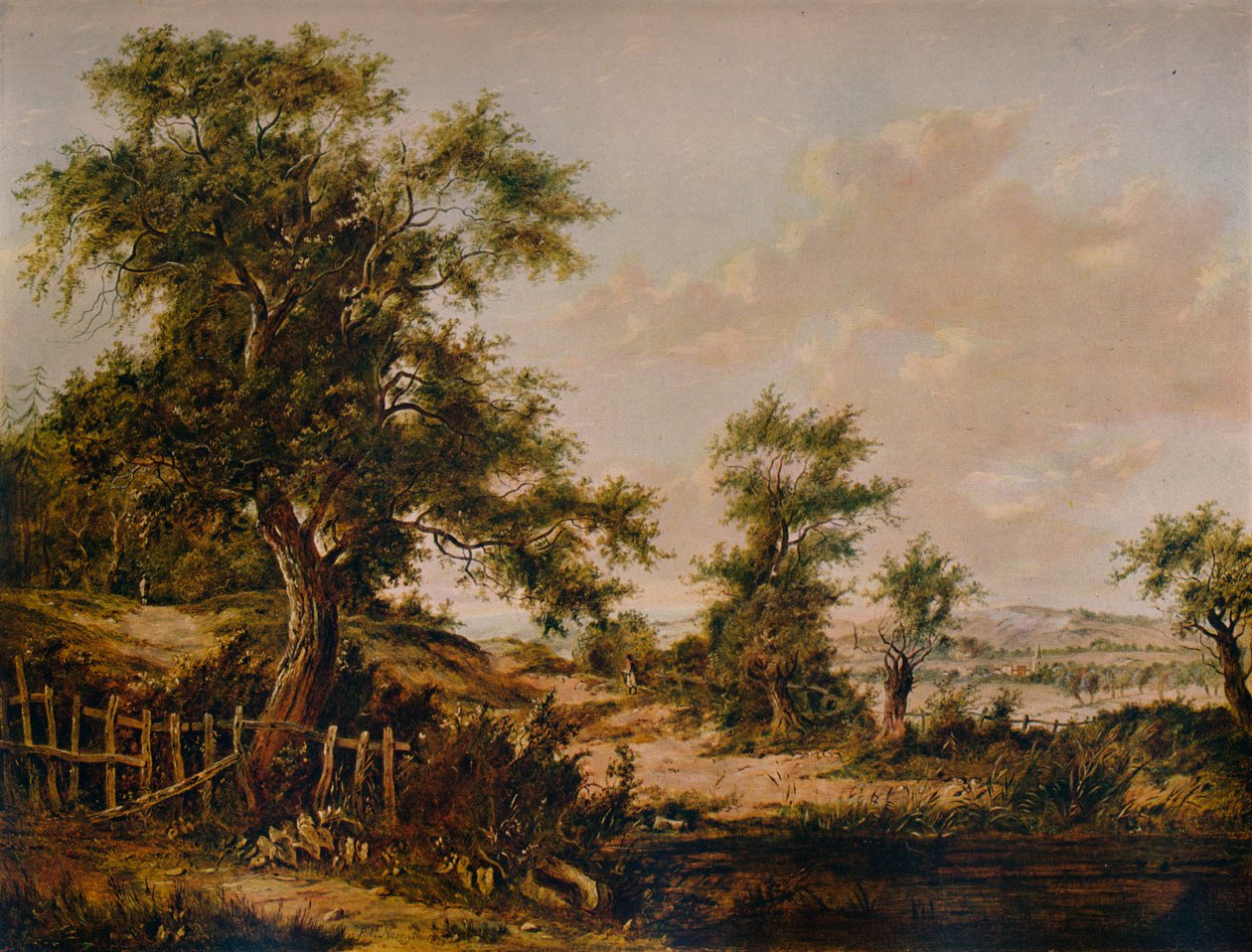 Krajina, s bazénem a stromem v popředí, 1828 od Patrick Nasmyth