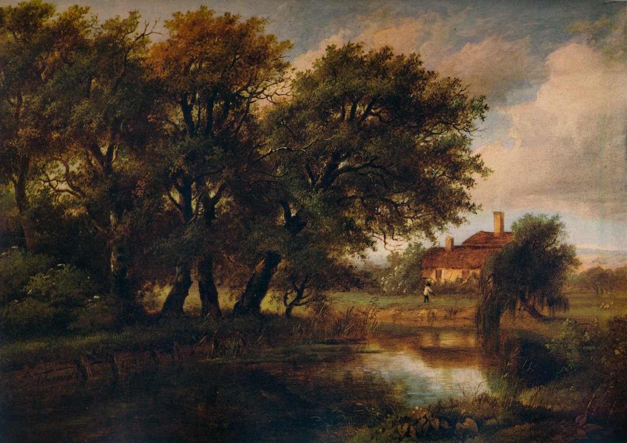 Staré domky na řece Brent, při pohledu na Harrow, 1830 od Patrick Nasmyth