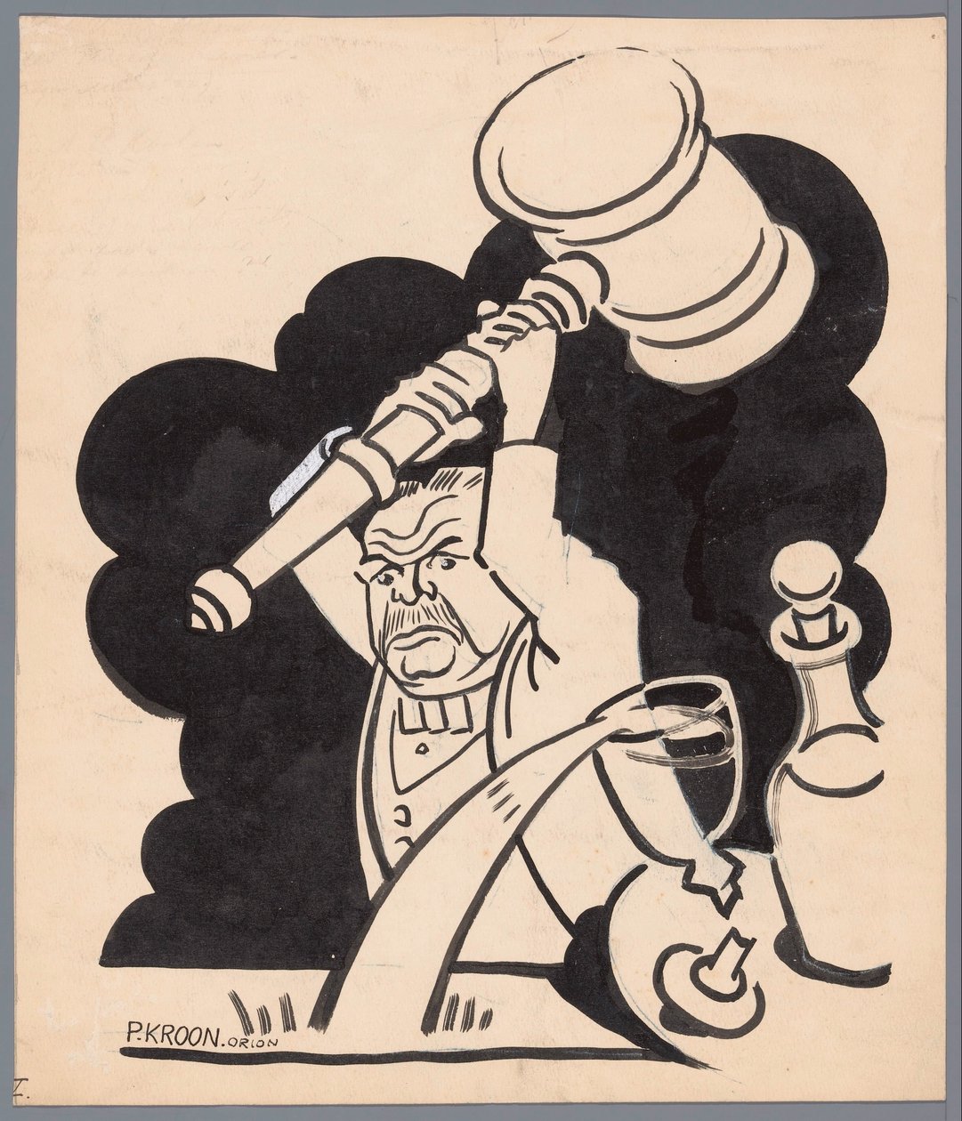 Muž s kladívkem Příští síla (název na objekt) od Patricq Kroon (signed by artist)