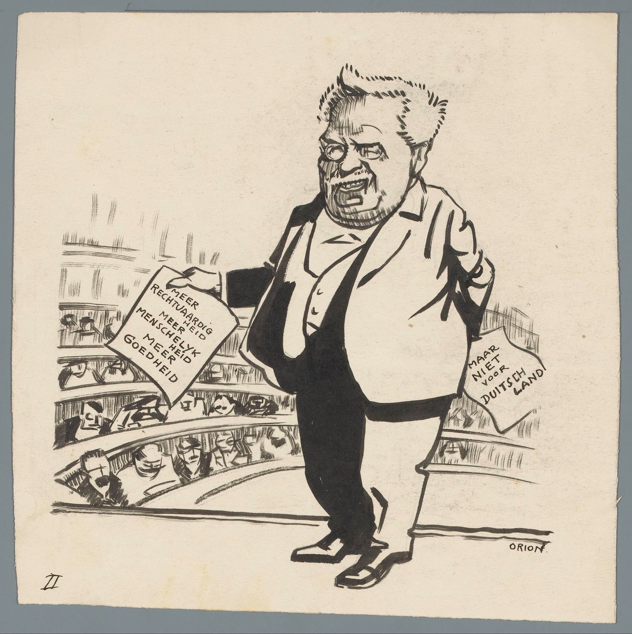 Přísné zacházení s Německem Více spravedlnosti, více lidskosti, více dobra / ale ne pro Německo (název na předmětu) od Patricq Kroon (signed by artist)