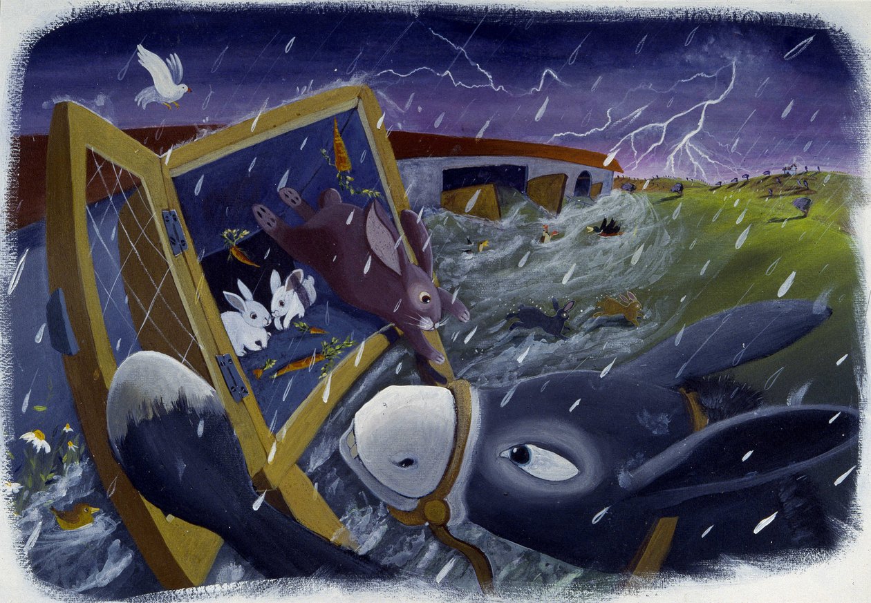 Zvířata a Noemova archa během potopy, ilustrace Patrizia La Porta. od Patrizia La Porta