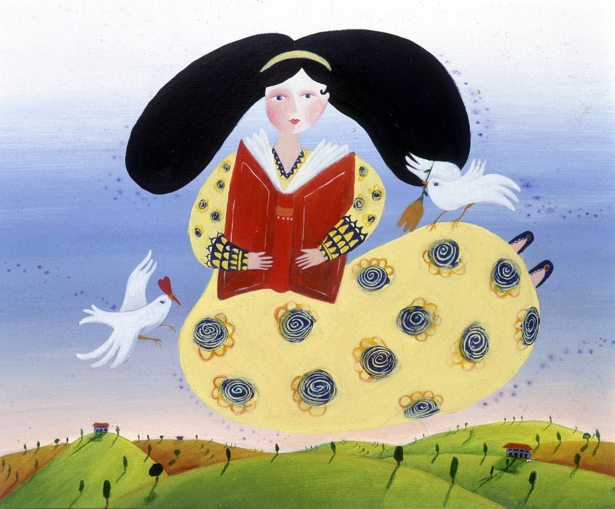 Dívka s ptáky - ilustrace Patrizia La Porta od Patrizia La Porta