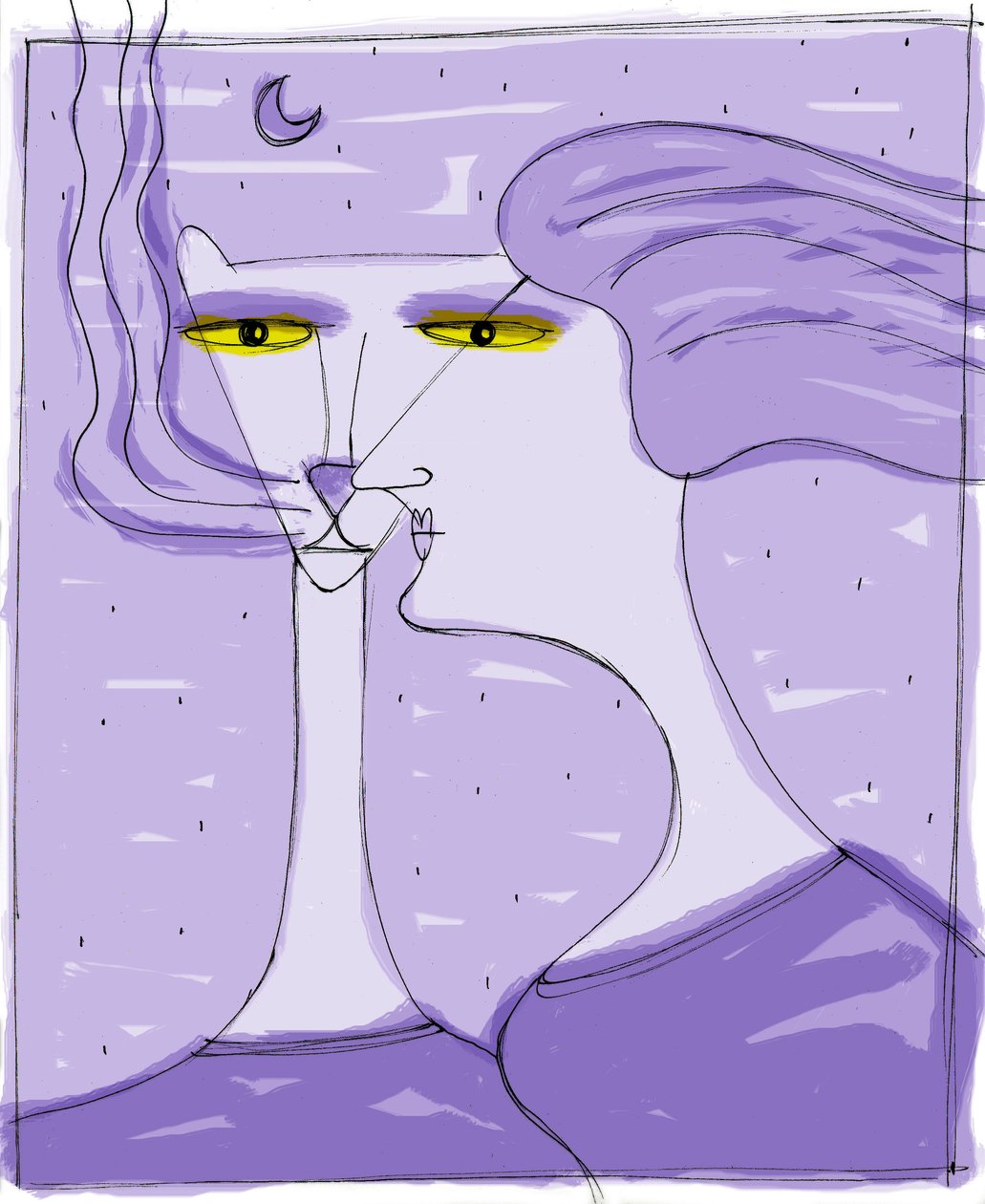 Strega del Tchesal (Chiesale): čarodějnice, která se mění v kočku, aby špehovala lidi. Ilustrace Patrizia La Porta. od Patrizia La Porta