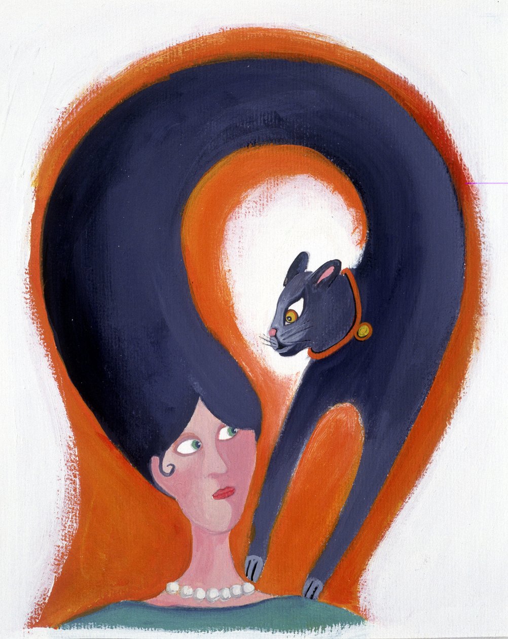 Účes ženy, která se mění v kočku - ilustrace Patrizia La Porta od Patrizia La Porta
