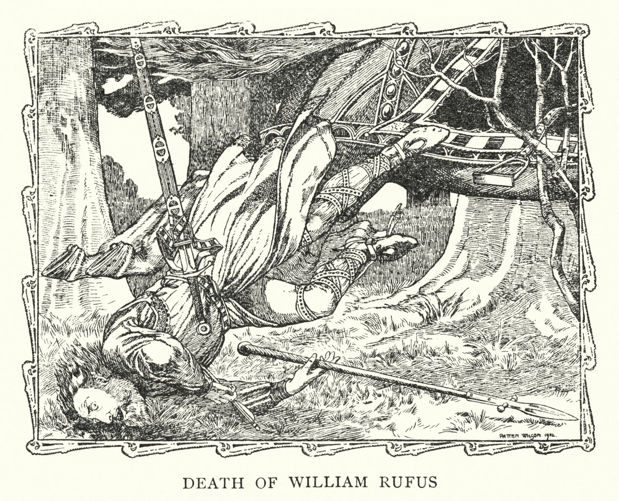 Smrt Williama Rufuse (litografie) od Patten (after) Wilson