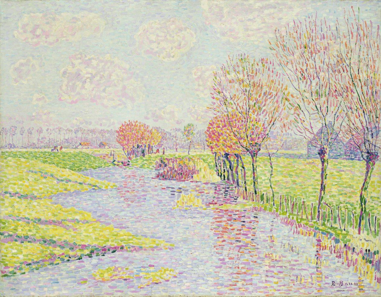 Holandsko v pozdním podzimu, Krajina s vrbami na vodě, 1904 od Paul Baum