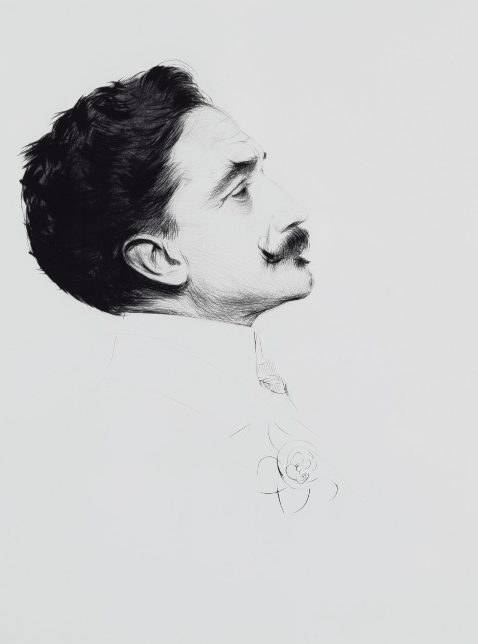 Portrét Roberta de Montesquiou (1855-1921) (suchá jehla na papíře) od Paul Cesar Helleu