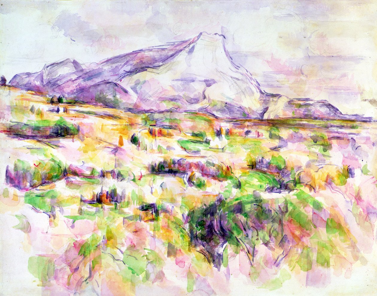 Mont Sainte-Victoire z Les Lauves, 1902-06 (wc a grafit na papíře) od Paul Cézanne