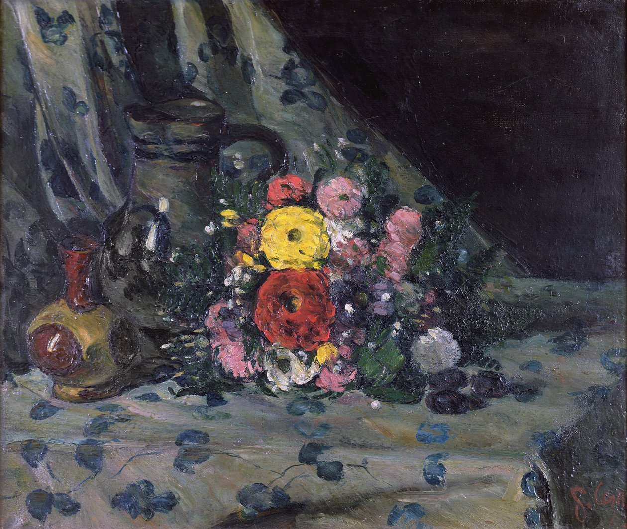 Kytice žlutých jiřinek, kolem roku 1873 od Paul Cézanne