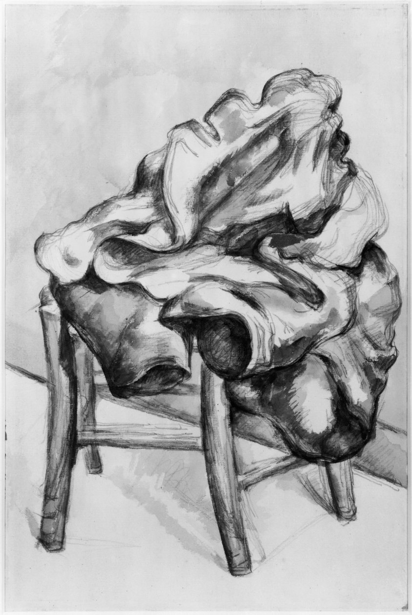 Draperie na židli, 1980-1900 (tužka a wc mytí na papíře) od Paul Cézanne
