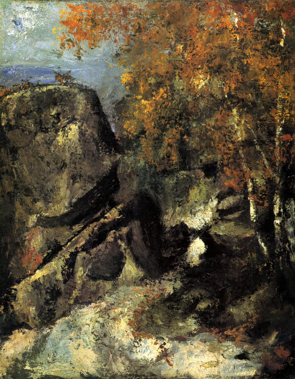 Skály v lese Fontainebleau od Paul Cézanne