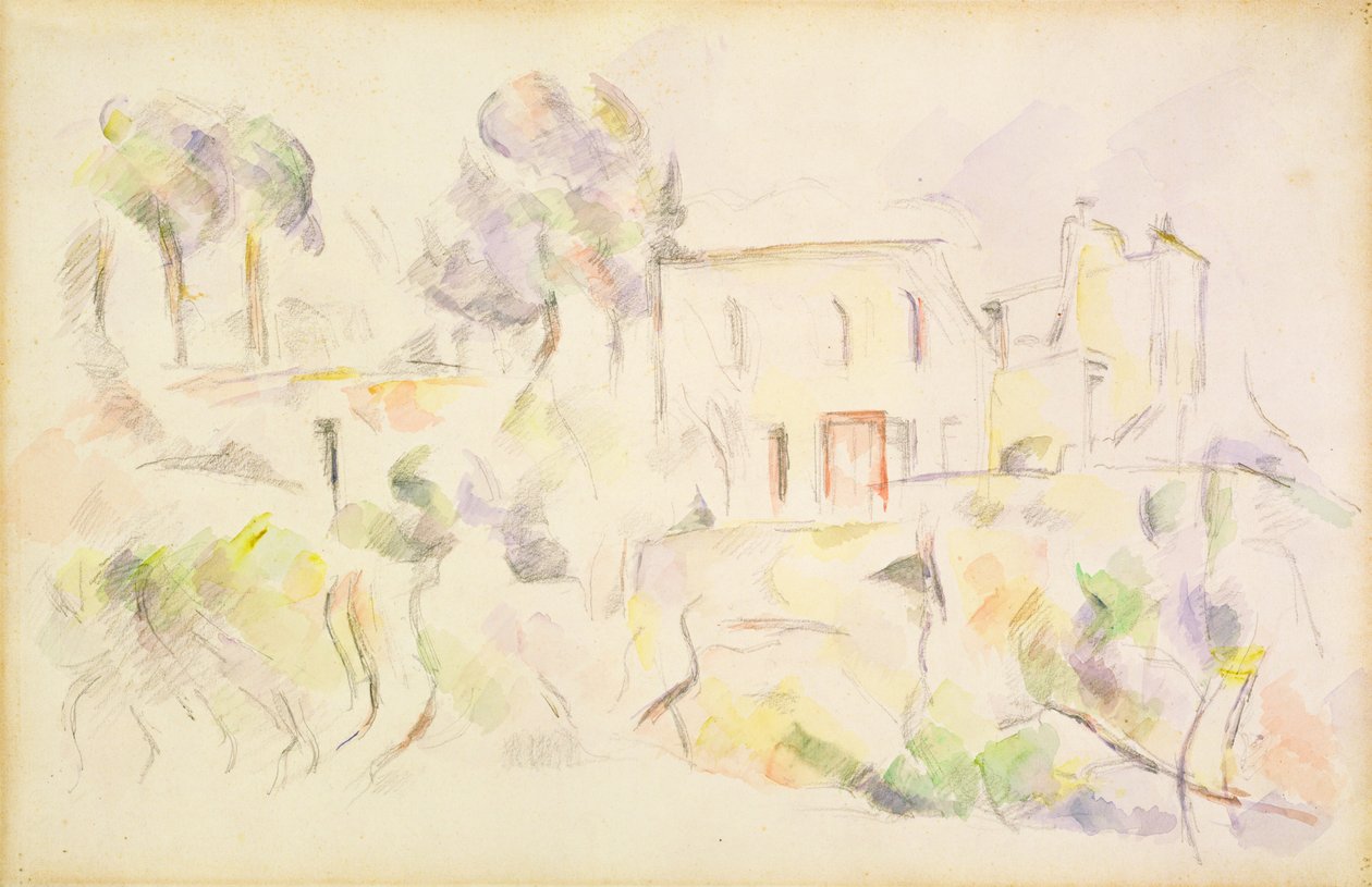 Skupina domů, 1890-94 (wc na papíře) od Paul Cézanne