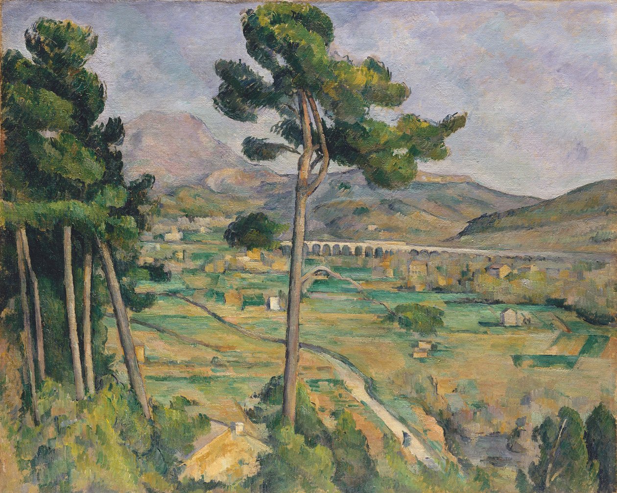 Krajina s viaduktem: Montagne Sainte-Victoire, kolem 1885-87 od Paul Cézanne