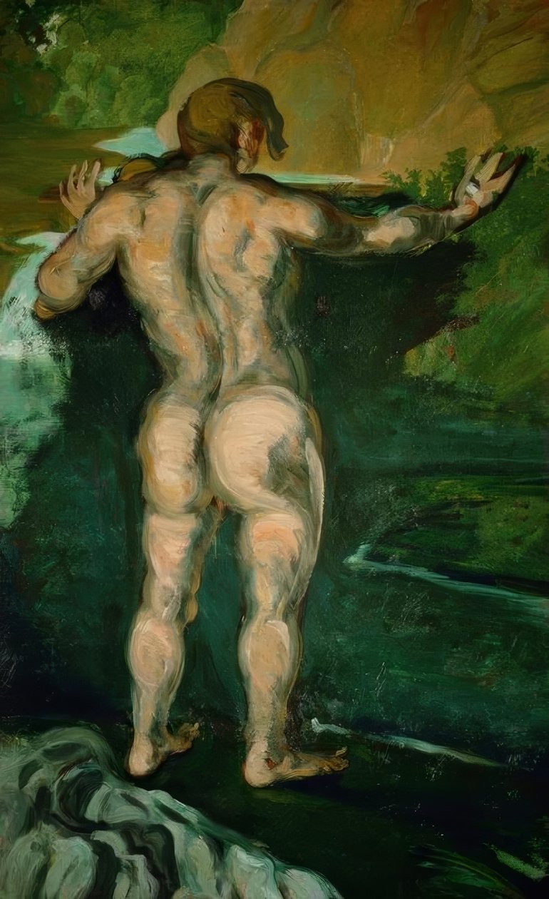 Koupač u skály od Paul Cézanne