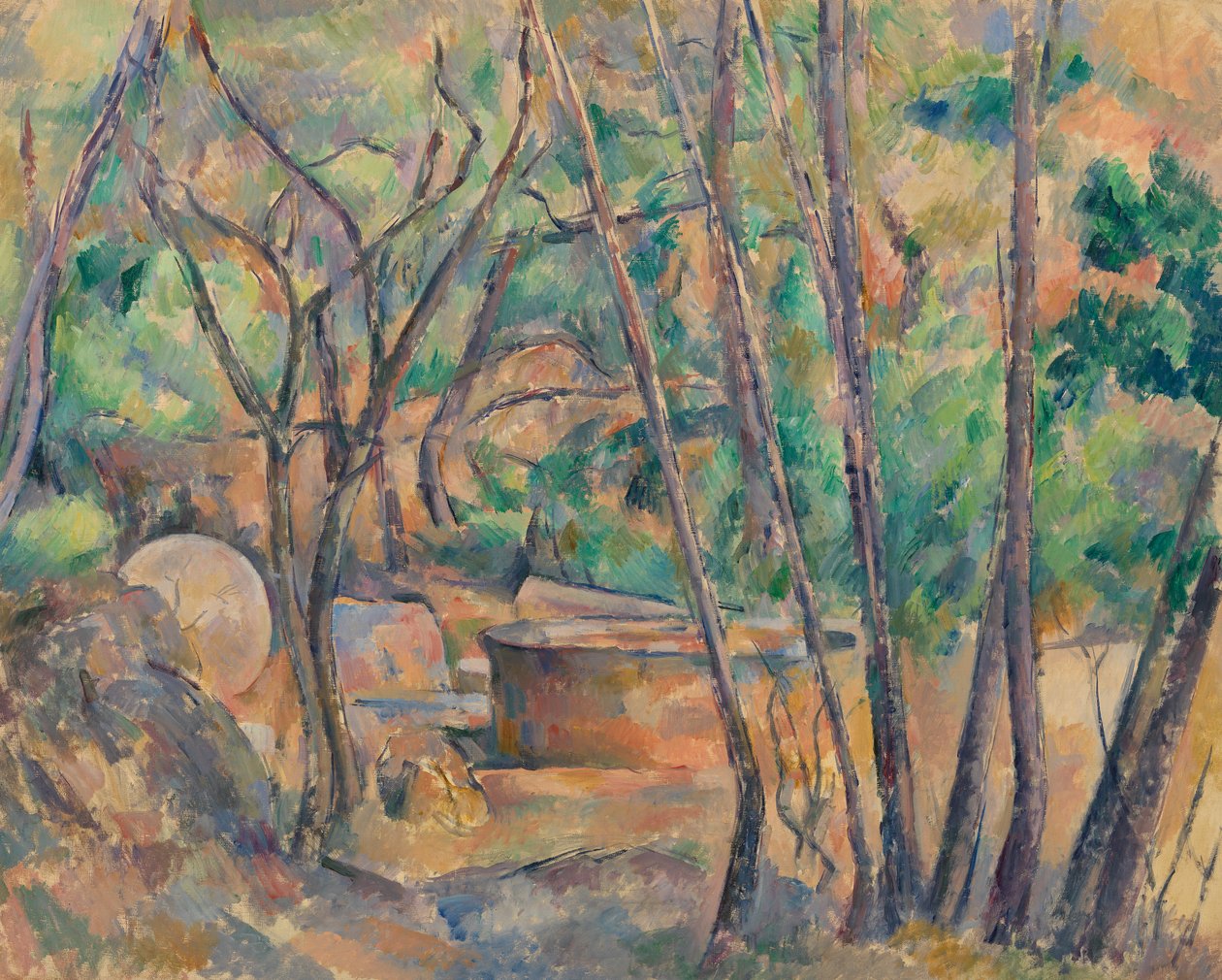 Mlýnský kámen a cisterna pod stromy, 1892-94 od Paul Cézanne