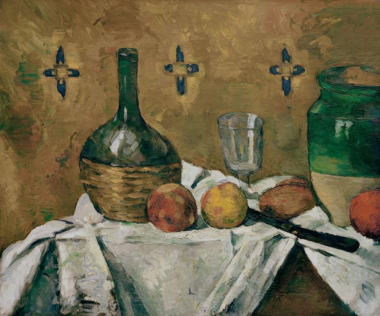 Zátiší: baňka, sklo a keramika od Paul Cézanne