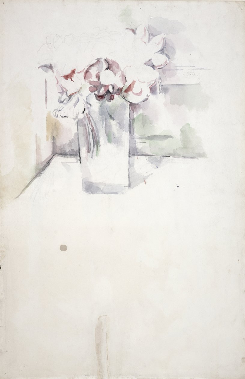 PD.6-1966v Váza s květinami na okenní římse, cca 1890 (wc a křída) od Paul Cézanne