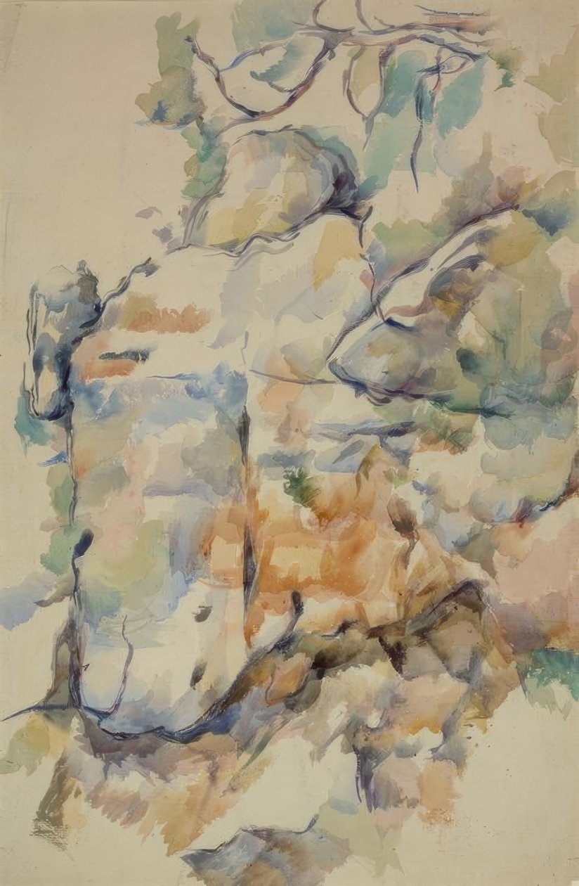 Skály poblíž jeskyní nad Château-Noir od Paul Cézanne