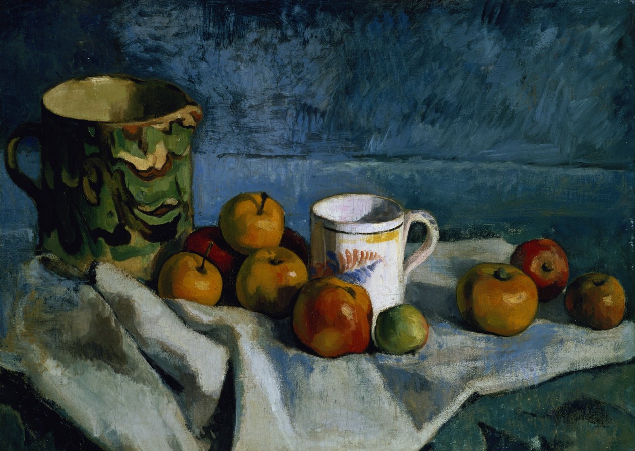 Zátiší s jablky, pohárem a džbánem od Paul Cézanne