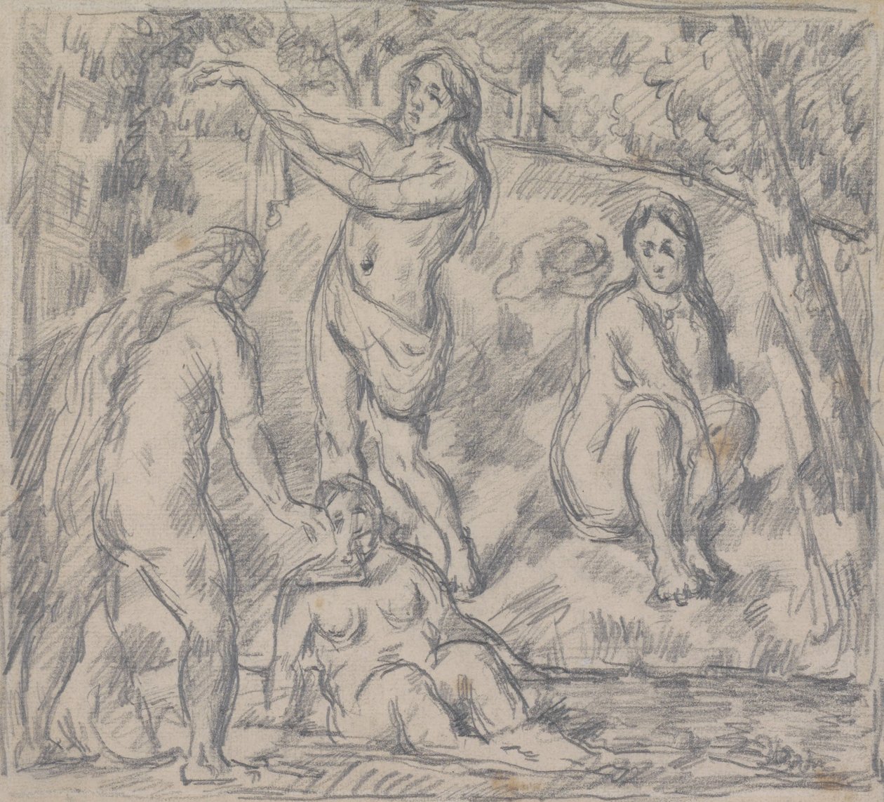 Studie koupání čtyř žen od Paul Cézanne
