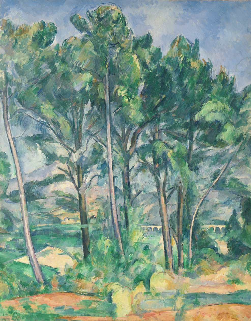 Akvadukt (Montagne Sainte-Victoire viděný skrz stromy), kolem 1885-87 od Paul Cézanne