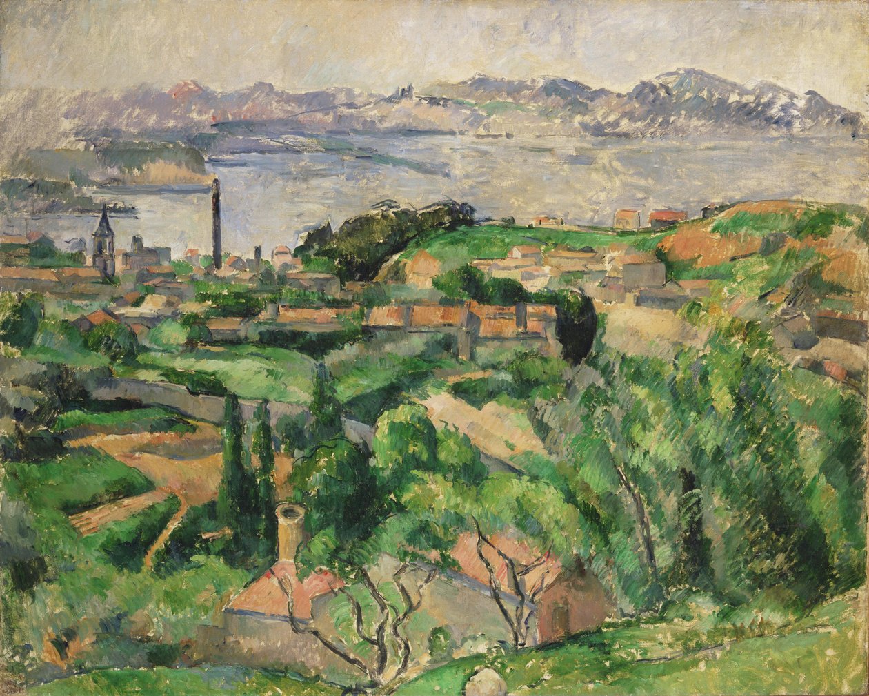 Pohled na záliv Marseille s vesnicí Saint-Henri od Paul Cézanne
