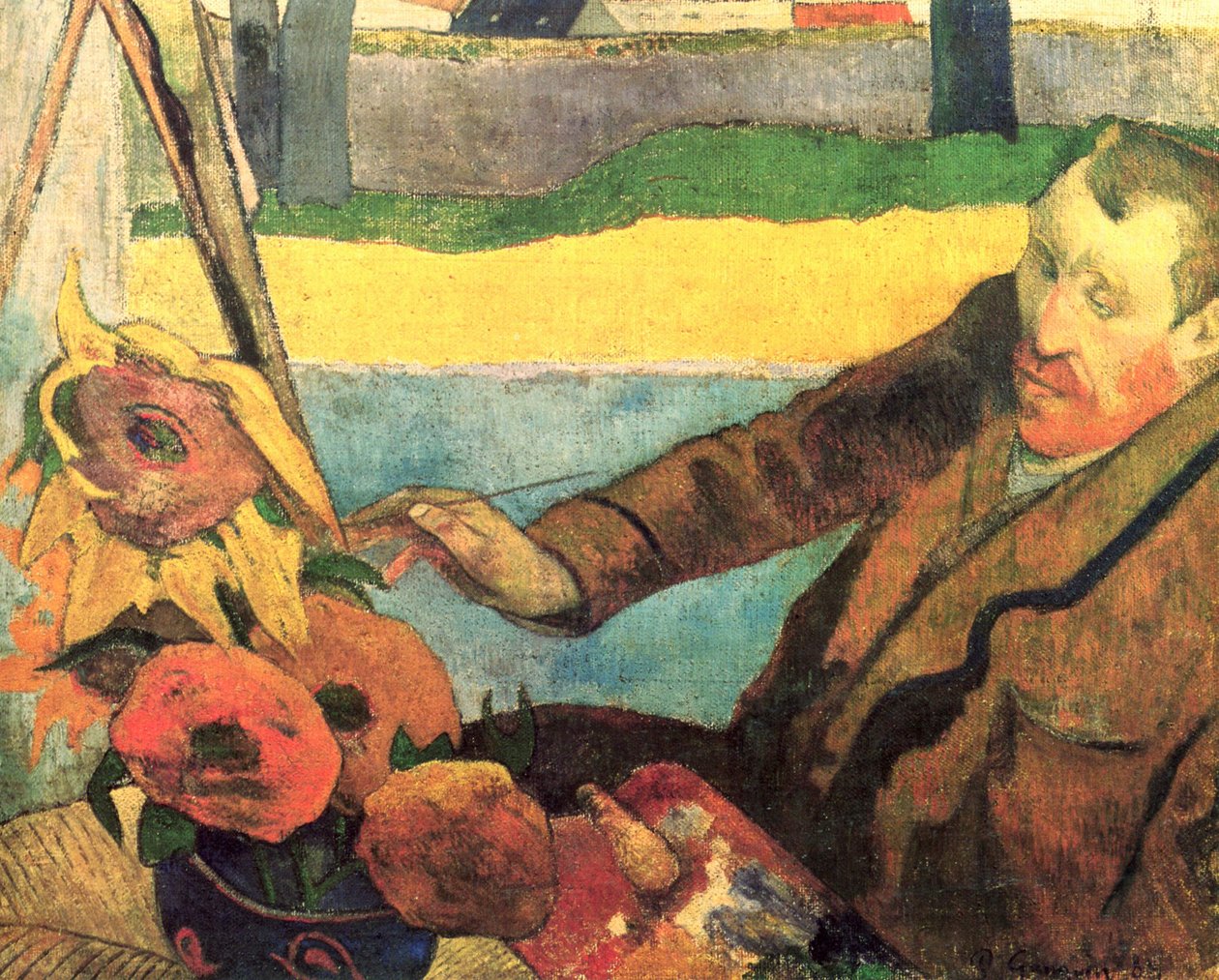 Portrét Vincenta van Gogha, malba slunečnic od Paul Gauguin